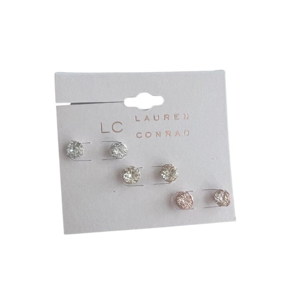 LC Lauren Conrad Textured Stud Earrings Set | Silver & Gold Tone